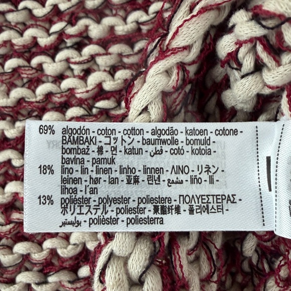 *FREE* Zara Chunky Knit Maroon and Cream Sweater Size L - Picture 3 of 3